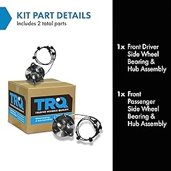 TRQ 2 Piece Front Wheel Bearing & Hub Assembly Set