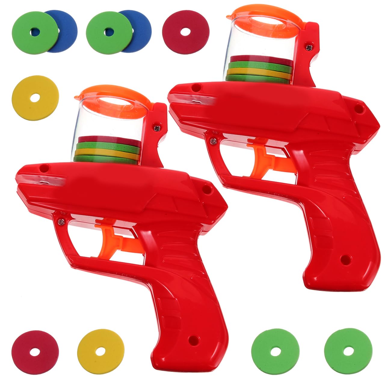 jojofuny 2Pcs Flying Disc Launcher Toy for Kids - Soft Foam Saucer Shooter for Outdoor Garden Games - Portable Disk Emitter for Active Play & Family Activities (Random Color)