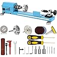 Wood Lathe Mini Lathe Machine Multi-Purpose Type Lathe Milling Cutting Grinding Polishing Professional Table Top Lathe Tool Kit