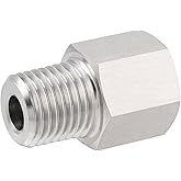 304 Stainless Steel Pressure Gauge Adapter 1/2" FNPT x M14*1.5 Male 1pc