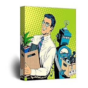 Canvas Wall Art - Robot Propaganda Comic Strip Americana Pop Art - Giclee Print Gallery Wrap Modern Home Art Ready to Hang - 12x18 inches