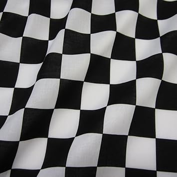 Stoff Meterware Baumwolle Zielflagge Formel 1 Schachbrett Carrera schwarz weiß