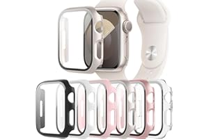 6-Pack Case Compatible with Apple Watch 40mm Series SE 3(2025)/SE 2/SE/6/5/4 with Tempered Glass Screen Protector, QCKANLJ Ultra-Thin Hard PC Full Protective Face Cover Bumper for iWatch 40 mm