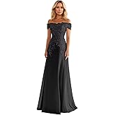 Dansiuey Lace Appliques Mother of The Bride Dresses Long Off Shoulder Chiffon Formal Dress for Women 2026