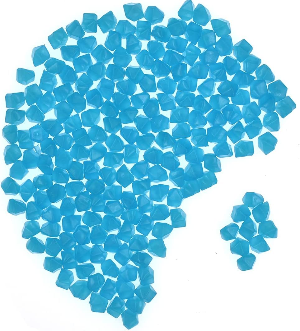 Hardscaping Materials - QTTLLI 200Pcs Glow Pebbles Mini Size Diamond Shape Glow in The Dark Decorative Stones Rocks for Garden Flower Pot Fish Tank, Blue