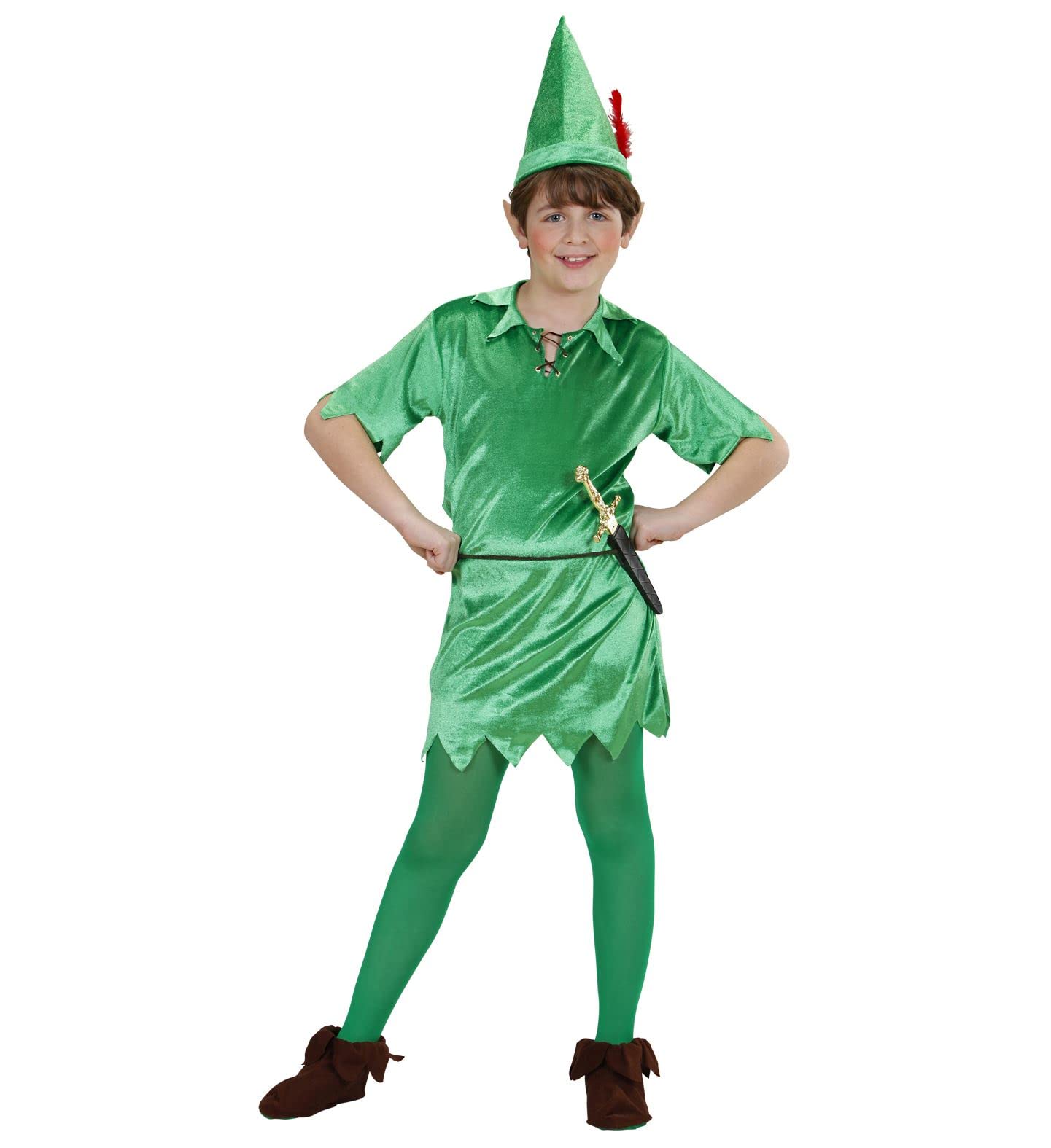 W WIDMANN MILANO Party Fashion - Children's Peter Costume Tunic with Belt and Hat, Fairy Tale Figure Fancy Dress
