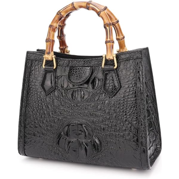 Luxury Tote Crocodile Bag Python Crocodile Leather Bag with Bamboo