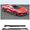 Replacement for 2020-Present Corvette C8 Stingray & Z51 Models | Performance Style Side Skirts Rocker Panels Extension Pair SS-471-CFLK (Hydro Dipped Carbon Fiber)