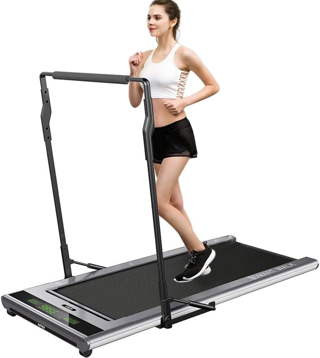 Bkisy Walking Desk Treadmill Intelligent Speed Control Compact Treadmill Desk Treadmill Anti-Shock Hydraulic Armrest Under Desk Compac Smart Walk Slim Tread Treadmills for Home Office