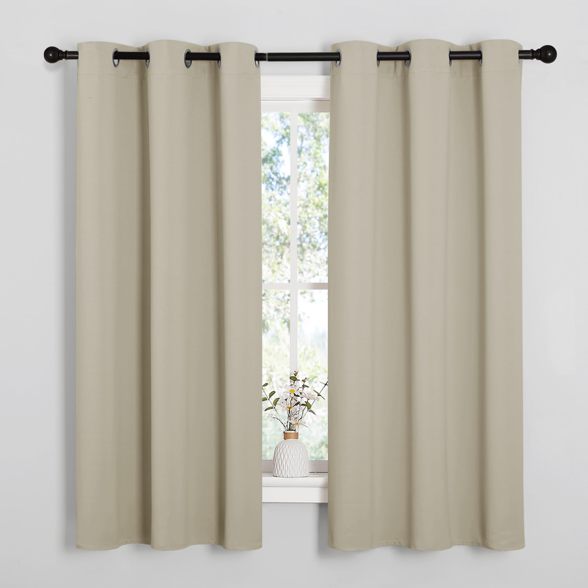 Photo 1 of NICETOWN Thermal Insulated Grommet Room Darkening Curtains/Draperies/Panels for Bedroom (Cream, 2 Panels, W42 x L63 inches)