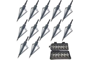 EOOENOON Archery 3 Blades Hunting Broadheads 100/125 Grains Screw-in Arrow Heads Arrow Tips Compatible with Crossbow and Compound Bow + 1 PK Broadhead Storage Case