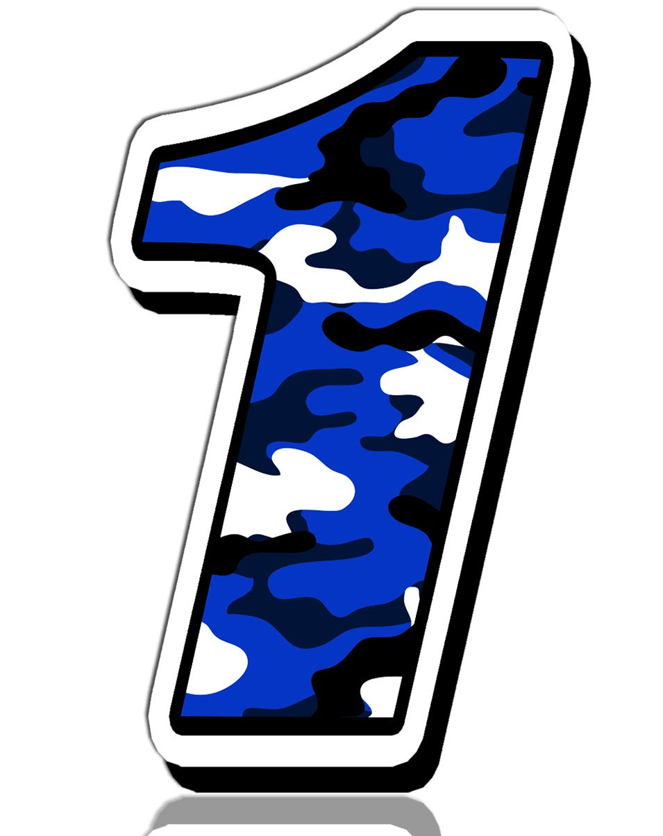 Biomar Labs® 1 x Vinyl Decal Sticker Blue Military Camouflage Auto Moto Motocross Motosport Start Racing Number 1 Rally Race Car Bike Motorcycle Tuning N 211