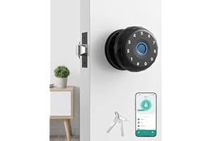 Asidrama Smart Door Knob Fingerprint Door Lock with Keypad - Keyless Entry via Biometric, APP, Code, Keys for Bedroom, Office
