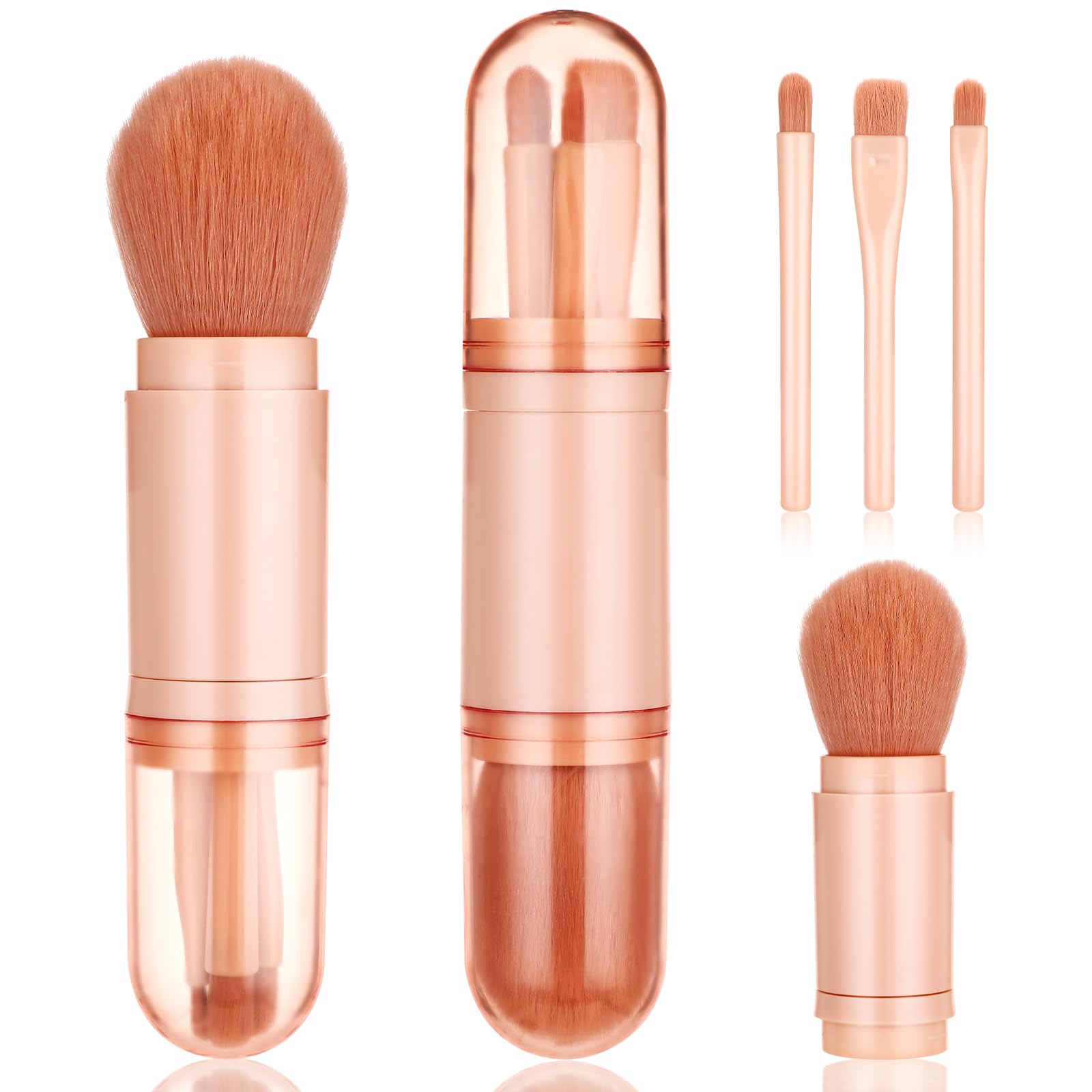 Photo 1 of 4 in 1 Travel Makeup Brushes Set, Portable Retractable Travel Makeup Brushes, Foundation, Blush Powder, Eye Shadow, Concealer Brush for Women Makeup Brush Cruelty-Free