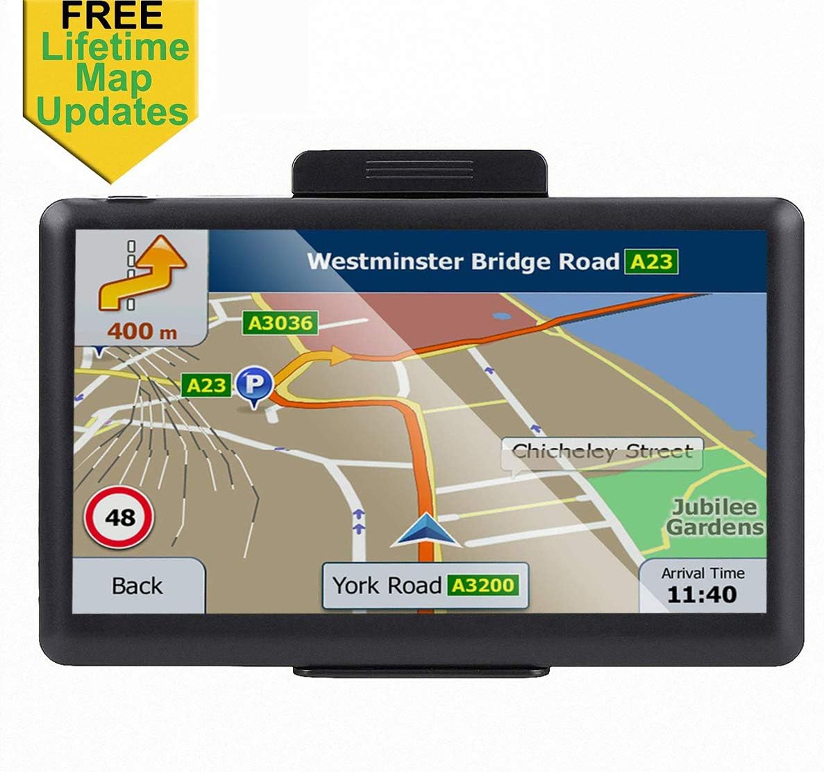 Car GPS, 7 inch Portable 8GB Navigation System for Cars, Lifetime Map Updates, Real Voice Turn-to-Turn Alert Vehicle GPS Sat-Nav Navigator, On-Dash Mount