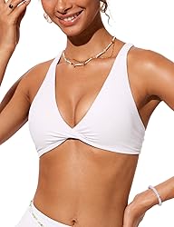 CRZ YOGA Womens V Neck Bikini Tops Twist Front
