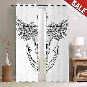 Miki Da 2 paneles de cortina con ojales, ancla, letrero de espíritu