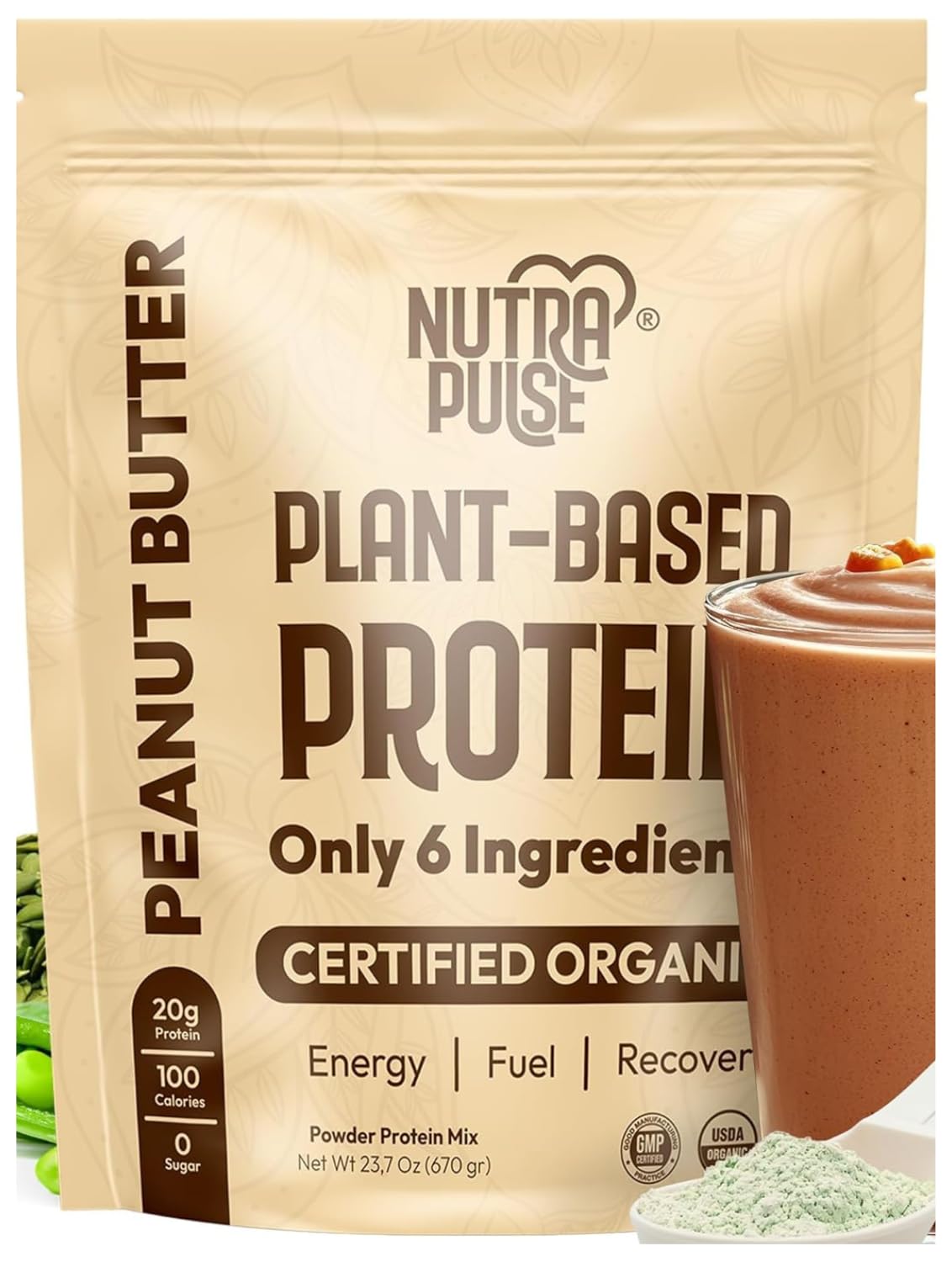 NUTRAPULSE Organic Vegan Protein Powder – Peanut