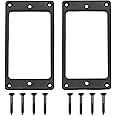 MAXCHEER 2PCS Metal Iron Flat Humbucker Pickup Ring for Electric Guitar Replacement (Black)