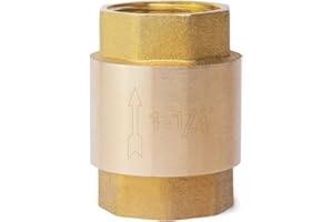 ChillWaves Brass In-Line Spring Check Valve DN32 1-1/4" Female Thread, One-Way Non-return Vertical Check Valve，Prevent Water Back-flow(1-PACK)
