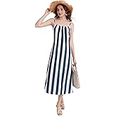KAILAND Womens Summer Maxi Dresses 2025 Boho Striped Spaghetti Strap Sundress Casual Beach Vacation Long Dress with Pockets