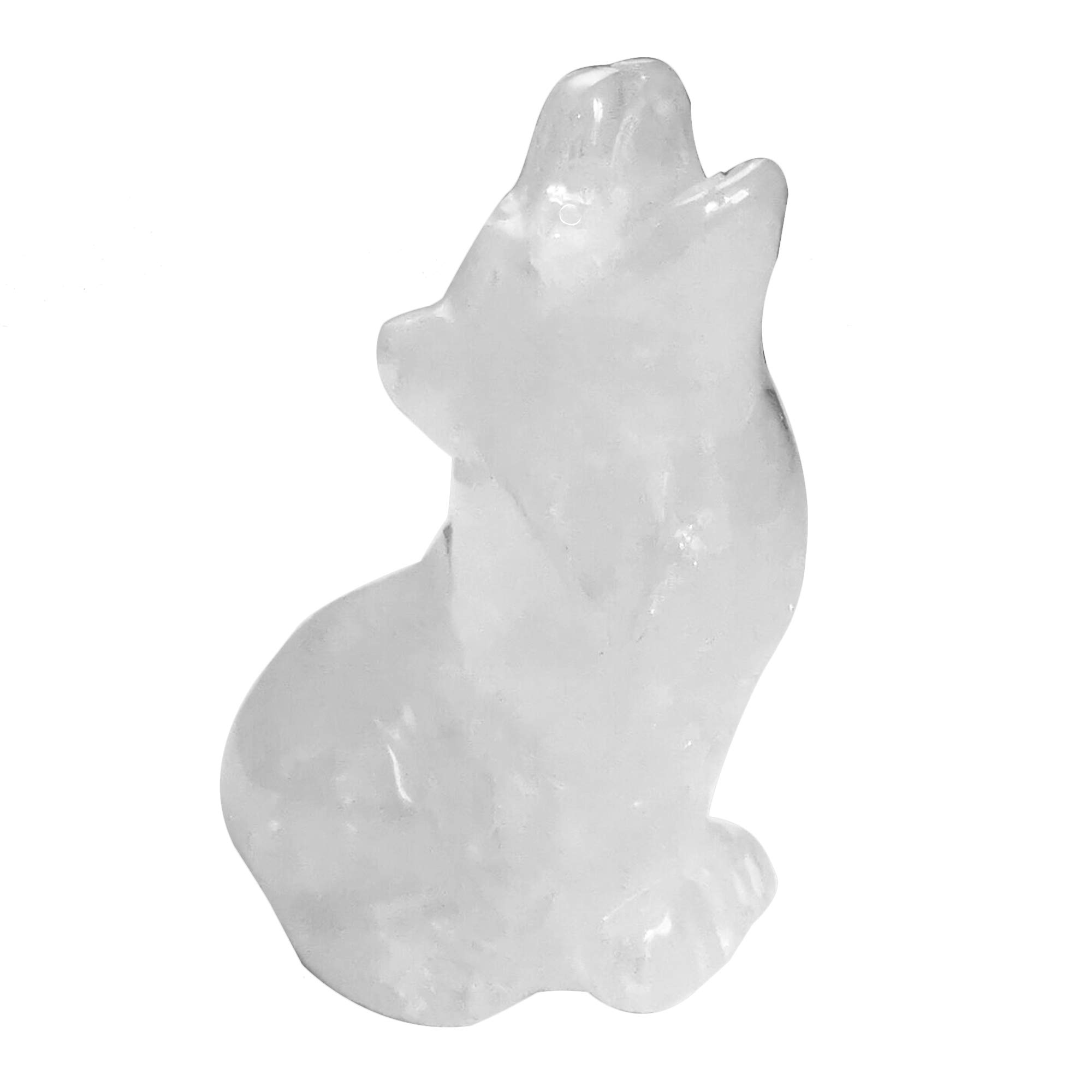 Lovionus89 Natural Rock Quartz Wolf Crystal Figurine, Hand Carved Stone Animal Statues for Home Decor 2.5 Inches