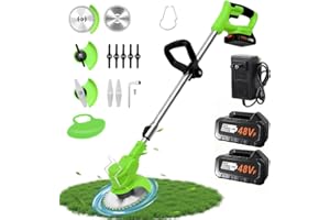 KEPEAK Cordless Electric Weed Wacker, Adjustable Shaft & 3 in 1 Trimmer Battery Powered Weed Eater with 2x21V Batteries, Brush Cutter Grass Trimmer for Yard, Lawn & Garden