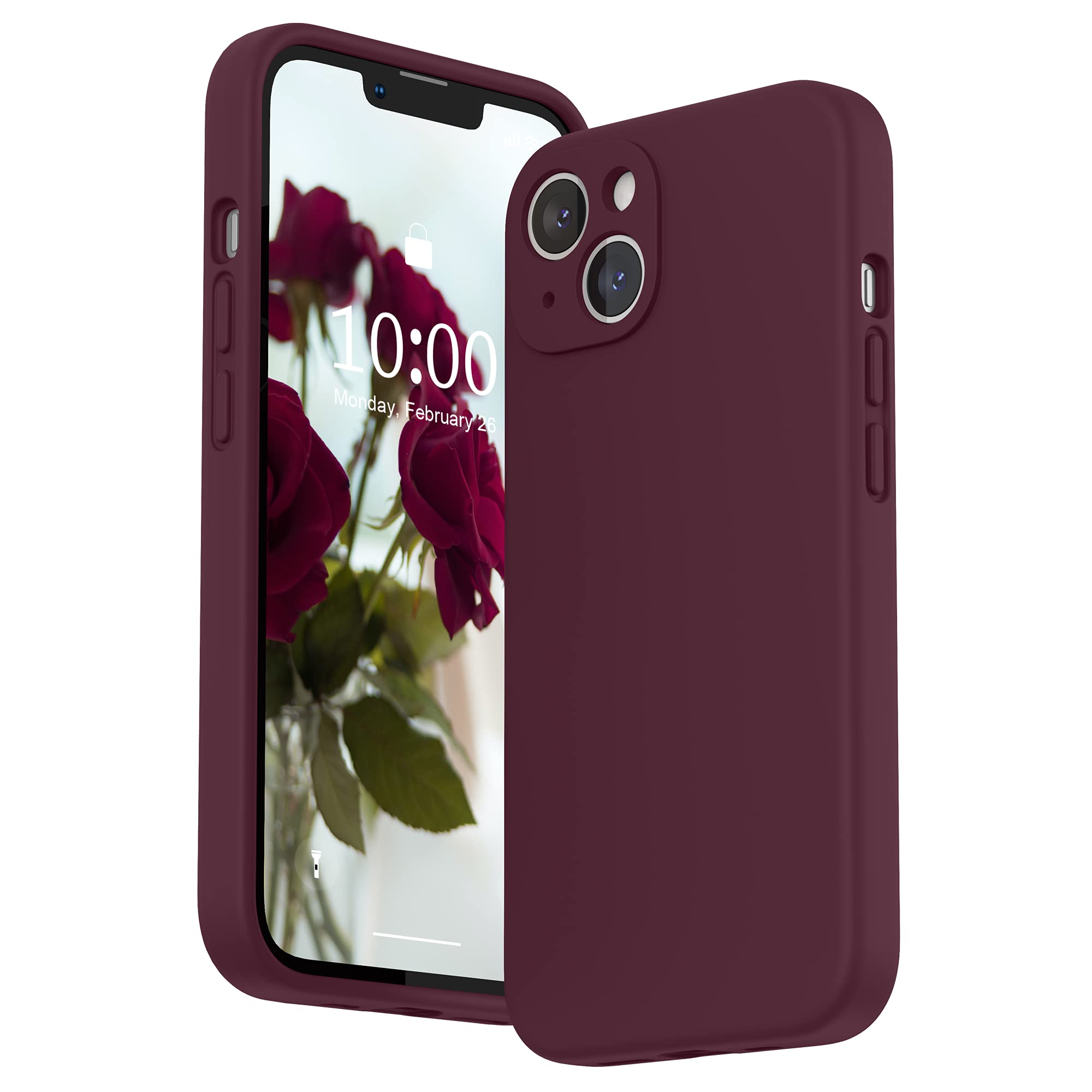 SURPHY Compatible with iPhone 13 Case with Screen Protector, Liquid Silicone Protection for Each Lens Shockproof Thickened Rubber Cover for iPhone 13 6.1 inch 2021, Plum — image 1