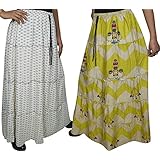 Mogul Womens Gypsy Long Skirts Lot Of 2 Printed Boho Hippie Falred Long Skirts