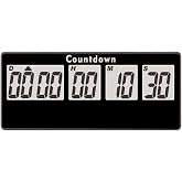 Jayron 9999 Day Digital Countdown Timer for Kitchen Office Desk LCD, Black | Magnetic back, 60-second alert, count-up after zero, pause and resume, classroom events, wedding dates, fridge and shelf use