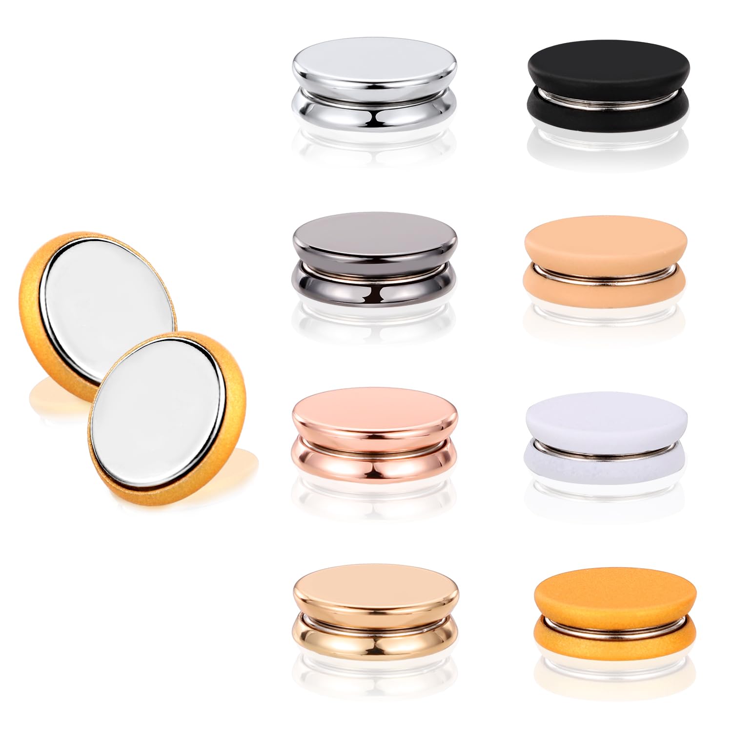 XIHIRCD 8pcs Hijab Magnetic Pins, Strong Clothes Hijab Magnets Multi-Purpose Colorful Magnetic Scarf Clasp Pinless Brooch Hijab Pins Buttons for Women Clothing Dress Scarves (Matte+Plating)