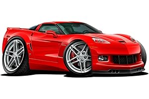 FATCAT WALL GRAPHICS C6 Corvette Z-06 Hardtop or Convertible Cartoon Car Wall Decal 2ft Long Sport Car Graphic Sticker Man Cave Garage Boys Room Decor