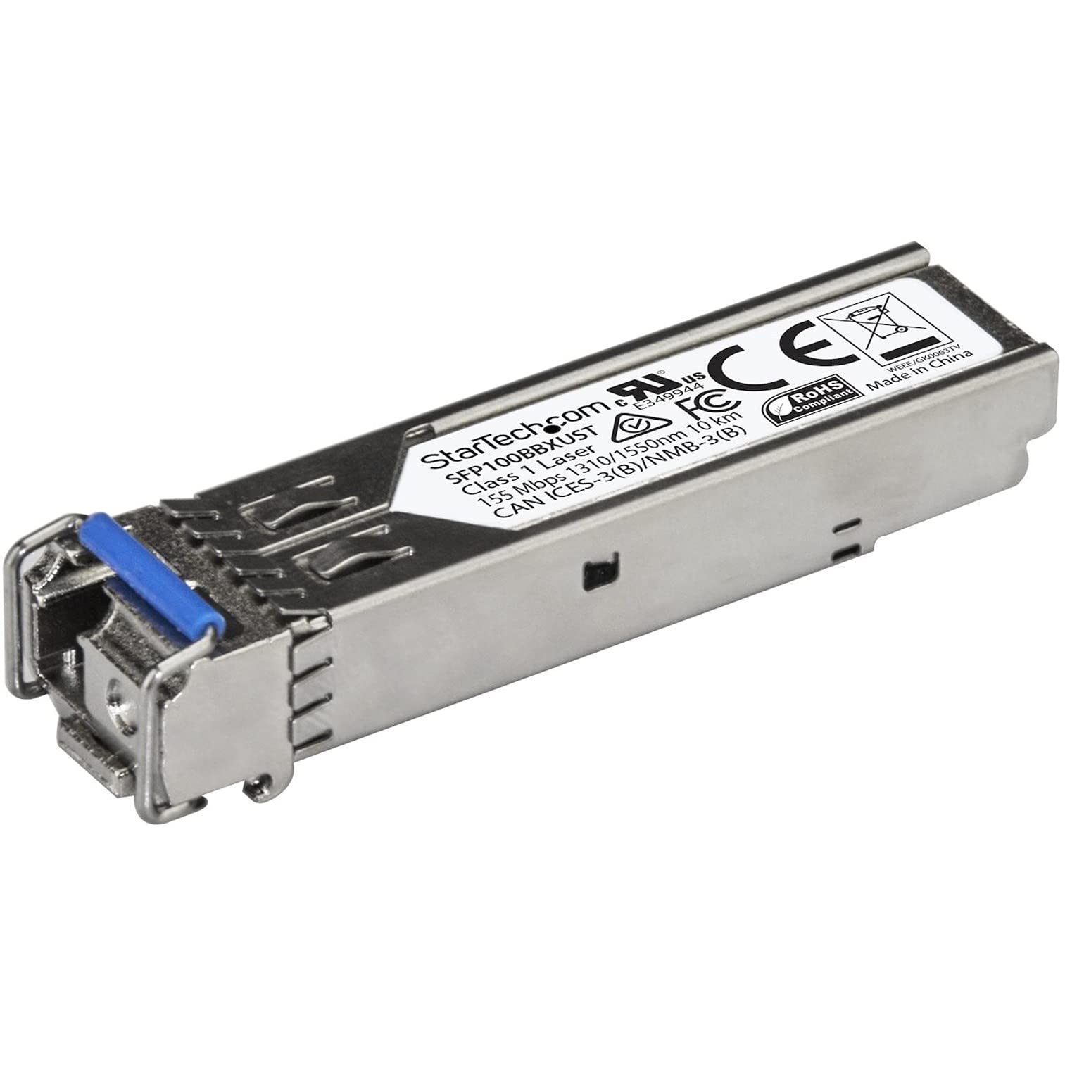 StarTech.com MSA Uncoded SFP Module - 100BASE-BX - 100Mb Ethernet BiDi Fiber Single Strand SFP Transceiver - LC 10km - MSA Compliant (SFP100BBXUST)