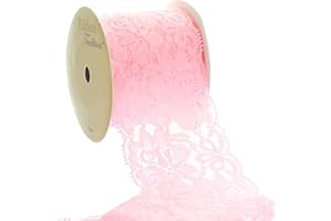 HAIRBOW CENTER LLC Ribbon Traditions 2.25" Stretch Elastic Lace Trim Light Pink 5 Yards