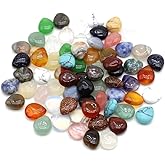LE SKY 50 Pcs Natural Stone Beads Waterdrop Shape Healing Chakra Polished Assorted Crystal Quartz Agate Stone Charms for Jewelry Making Necklace Bracelet