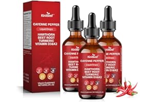 Kinitkref Vascu Flow Cayenne Pepper Drops 2000mg | with Hawthorn & Beet Root for Blood Flow Support | Natural Cardiovascular Supplement | Alcohol-Free & Vegan Liquid Drops (3 Bottle)