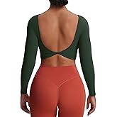 Aoxjox Long Sleeve Crop Tops for Women Emma Twist Back Workout Cropped T Shirt Top