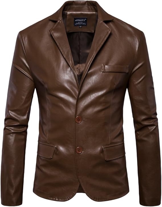 Amazon テーラードジャケット メンズ 2つボタン ライダースジャケット レザージャケット Pu革ジャン フェイクレザー 革ジャケット アウター レザーコー カジュアル 上着 春秋 ブラウン L アクティブジャケット 通販
