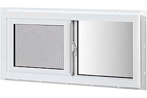 COLORPAPA Vinyl Basement Window, 32" x 14" Right Handed Slider Window with Double Pane Insulated Tempered Glass and Fiberglas