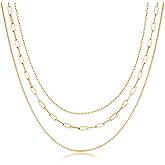Freekiss Women's Layered Necklace Set - 3 Piece Dainty Gold Jewelry for Everyday Stacking | 14K Gold Plated Snake Chain, Rope Chain, Cuban Chain | Adjustable Length 14-18.5 Inch | Gift Ready