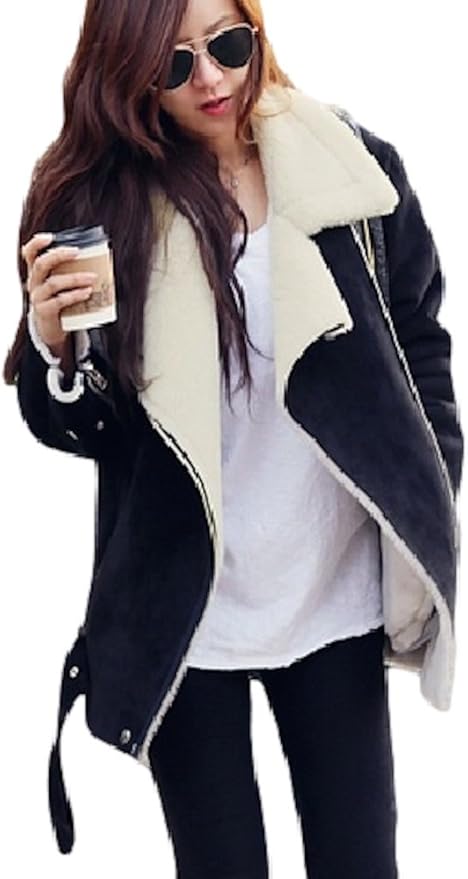 Amazon 秋冬 春先 レディース アウター コート ジップアップ ジャケット ピンク ブラック 黒 ゆったり カジュアル ジッパー 裏地 モコモコ 衿 ポケット ベルト オリジナルアクセサリー付属klnc L ブラック コート ジャケット 通販