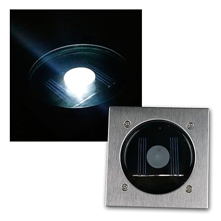 SOLAR LED Bodeneinbaustrahler Edelstahl, quadratisch bis max. 2000Kg befahrbar IP44