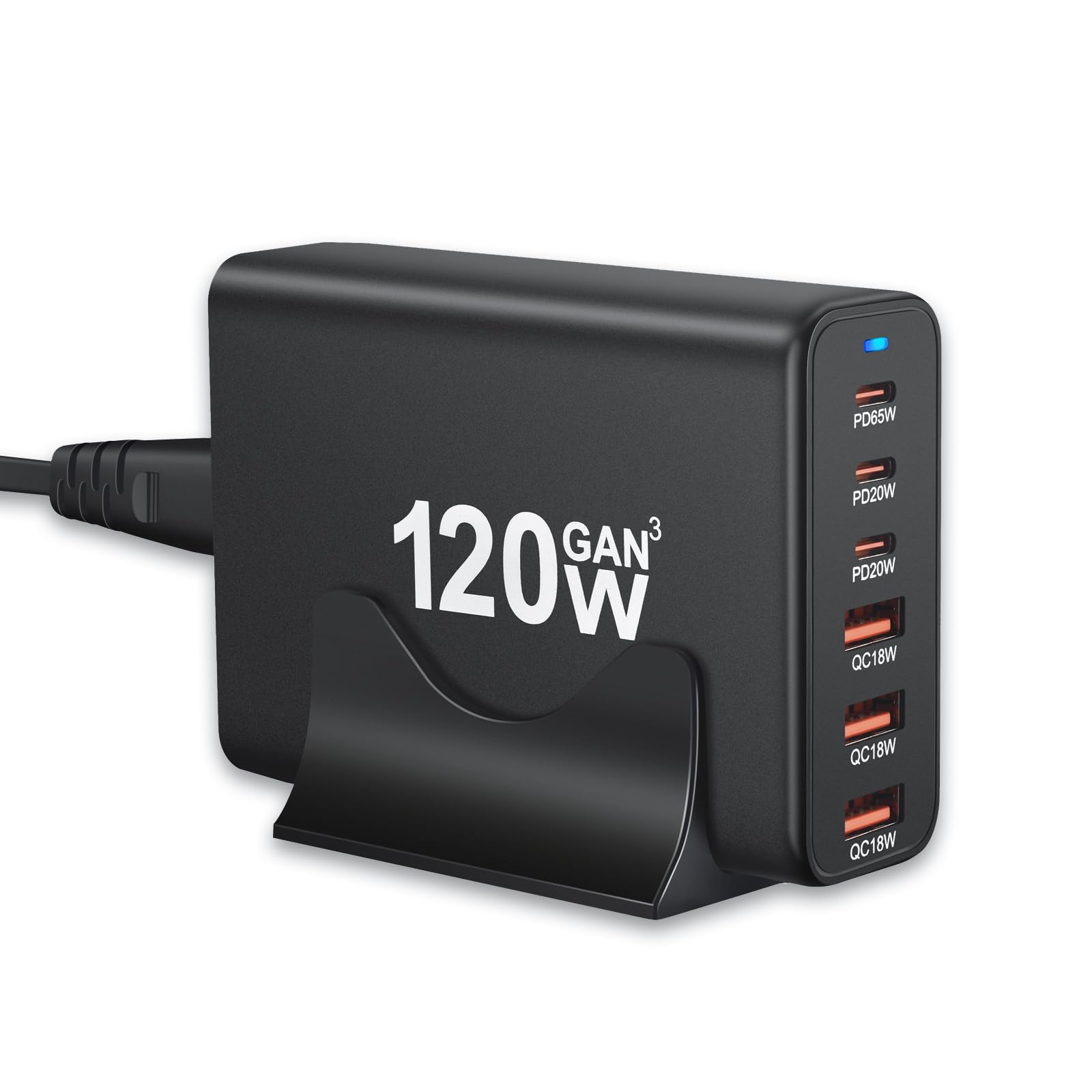 Photo 1 of BAHOND 120W GaN III 6 Ports Fast Charging Station Hub Block Portable Wall PD Charger Power Adapter, 65W Port for MacBook Pro/Air, iPhone 15 14 13 12 11, Galaxy S24 S23 S22