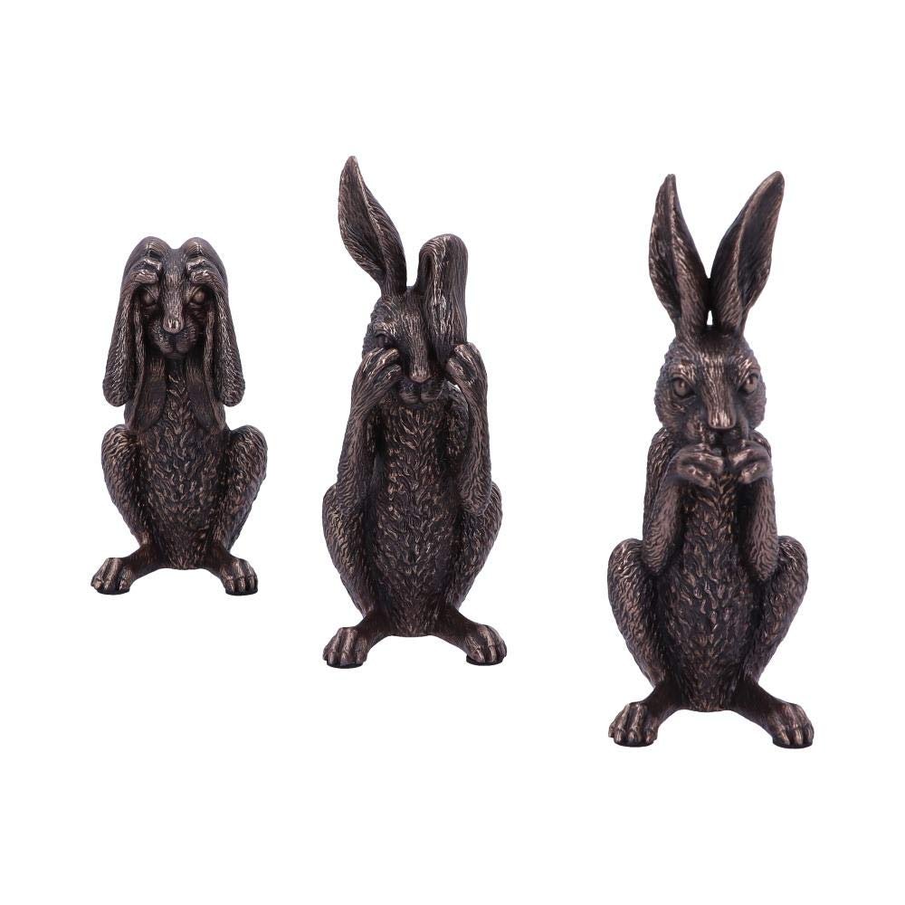 Nemesis Now See No, Hear No, Speak No Evil Bronze Hare Figurines, Polyresin, One Size