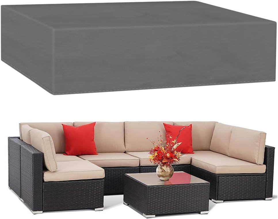 JCGARDEN Extra Large Outdoor Furniture Cover,Waterproof Dust Proof Patio Sectional Couch Cover,Durable Protective Loveseat Cover,Fade Resistant Oversized Lounge Sofa Covers,Extra Large 126x126x28 Inch