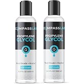 Propylene Glycol 2 Pack, Pure PG Dispensing Bottles, USP Kosher Food Grade PG Liquid for Soaps, Lotions, Moisturizers, Solvents, 500mL by Compass Laboratory