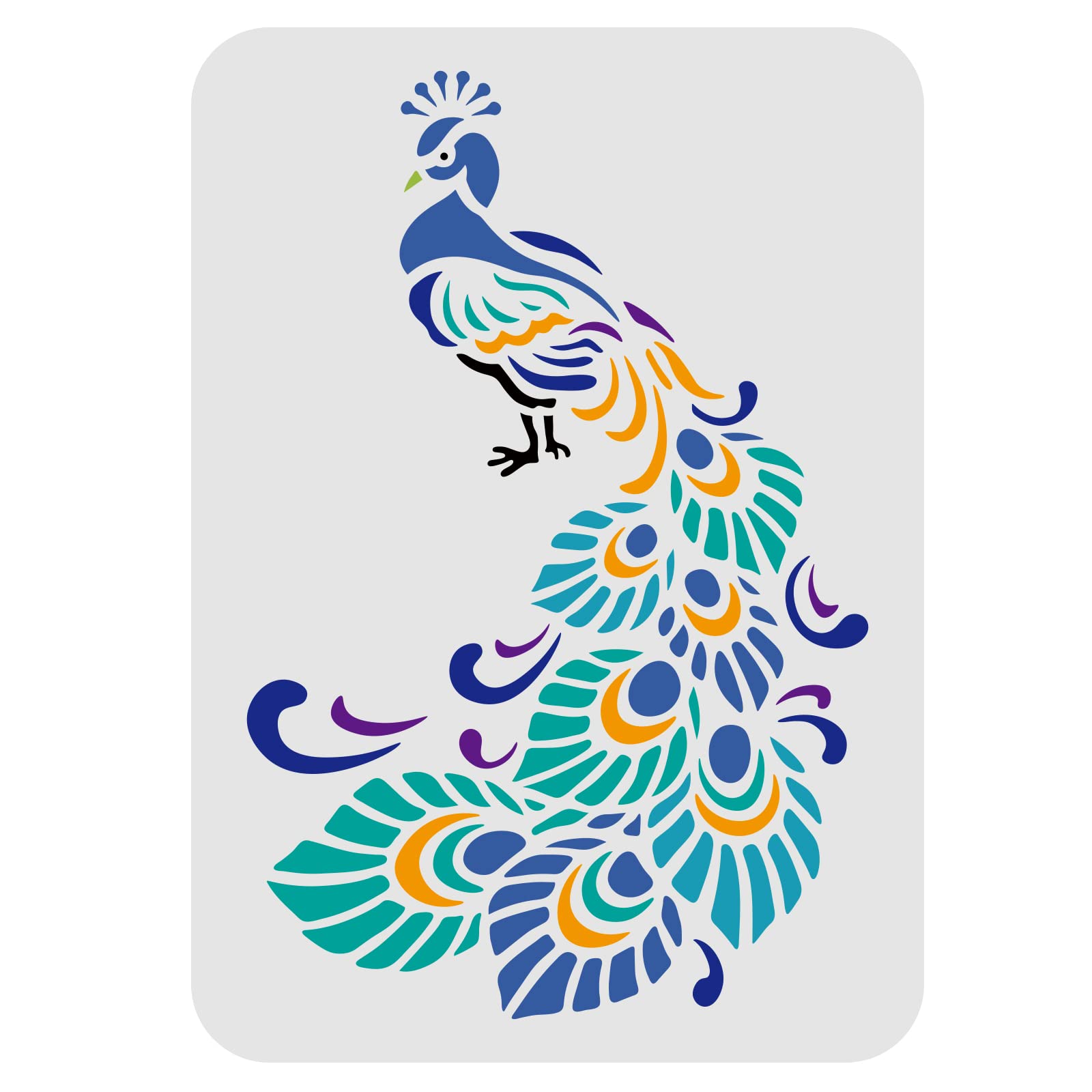 FINGERINSPIRE Peacock Stencil Template A4 Size Rectangle Peacock Painting Stencil Template DIY Stencil Template Reusable for Home Decoration (Plastic) — image 1