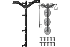 VLAENG Wall Mounted Weight Plate Rack, 6 Pegs & 4 Barbell Storage Rack, 1190 LBS Capacity Weight Plate Holder, Wall Mounted Bumper Plate Storage for Home Garage Gym, Fit 2" Olympic, Rubber Protection Pads