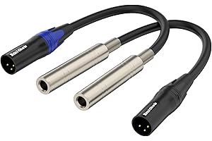 Smithok 2 Pack 1/4 to XLR Cable,Balanced 1/4" Female to XLR Male Stereo Audio Adapter,XLR Male to TS/TRS Quarter inch Connector Converter Interconnect Cable - 11.8 inches (30 cm)