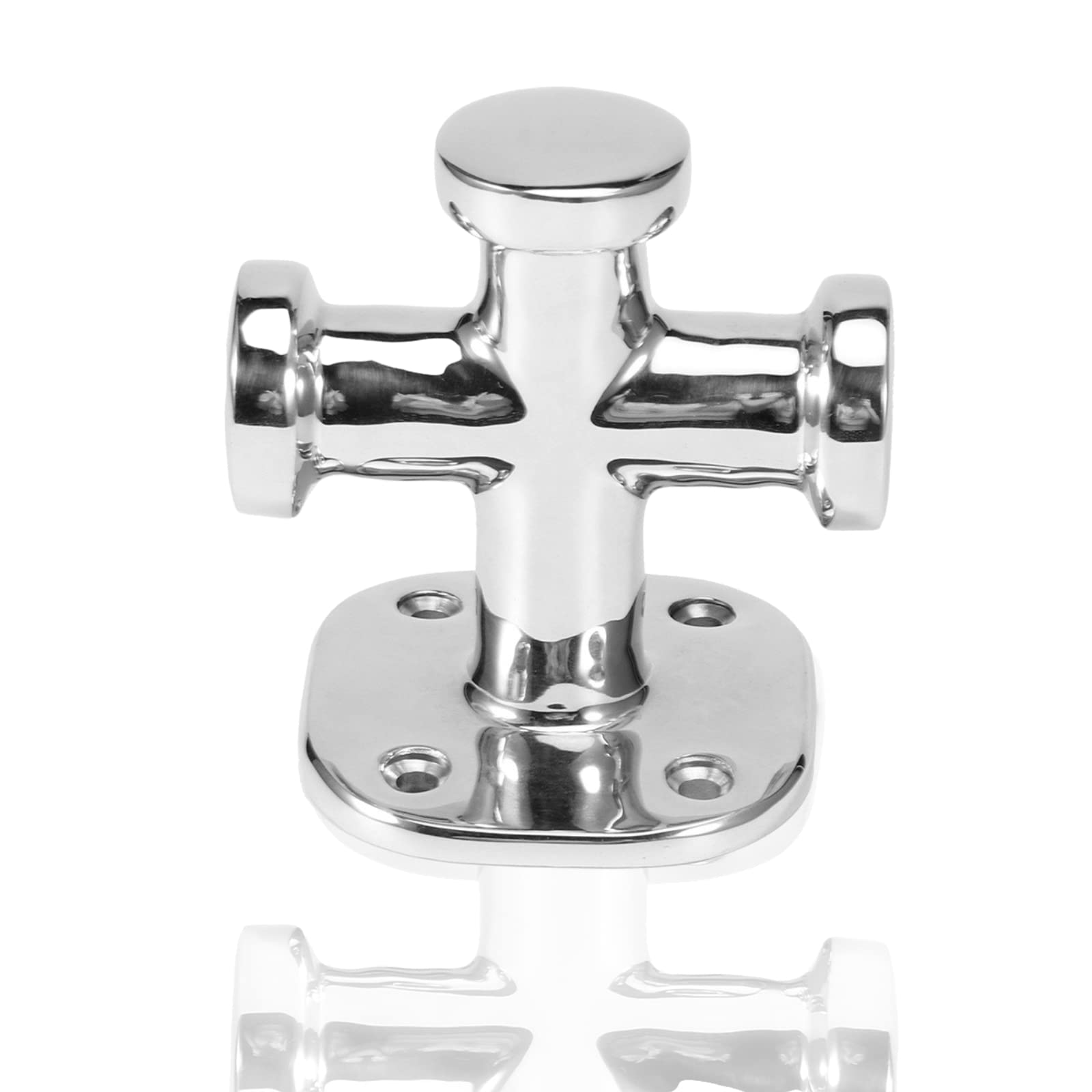 Akozon Dock Cleat, 62x63x83mm 316 Stainless Steel Marine Single Cross Bollard Mooring Bitt Cleat Deck Hardware for Boat
